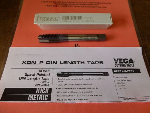 SPIRAL POINT TAP 5/8-11 ALLOY/CARBON/STAINLESS DIN LENGTH TIALN VEGA NEW $26.60