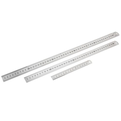 3 in 1 15cm 40cm 50cm double sides students metric straight ruler silver tone for sale