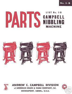 Campbell 1b nibbling machine parts manual for sale