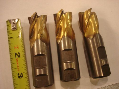 End mill &#034; niagara&#034; 1&#034; tin coated lot of 3 pcs made in usa for sale