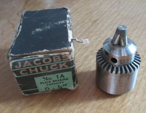 Jacobs chuck no. 1a, plain bearing, 0-1/4&#034; capacity nos with box for sale