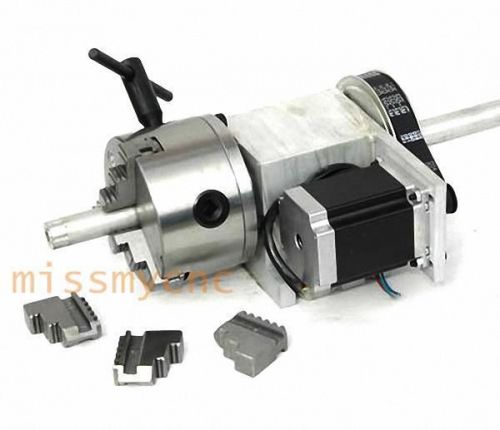 CNC Router Rotational Rotary Axis A-axle, 4th-axis, with 3-Jaw ?100mm chuck