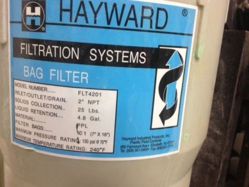 eaton hayward bag filter FLT4201 FLT 4201 2&#034; NPT 150 psi 4.8 gallon