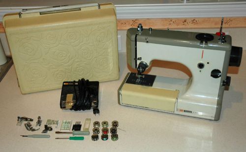 Vintage sears kenmore 158-10301 sewing machine with case &amp; pedal + attachments for sale