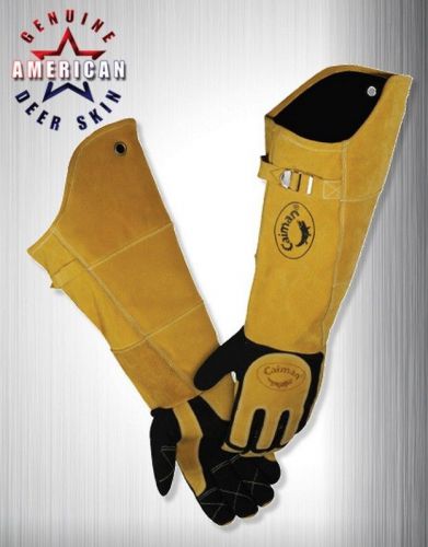 Caiman kontour mega-long 21 inch deerskin welding gloves - one size - 1878 for sale