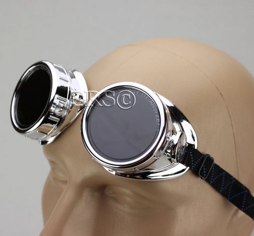CUSTOM CHROME PLATED REAL WELDING GOGGLES ANSI CE APPROVED STEAMPUNK GLASSES #5