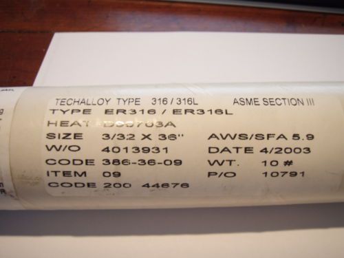 Techalloy Type ER316/ER316L 3/32 X 36&#034; Tig Rod 10 lbs.