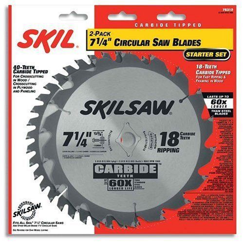 Skil 75312 7-1/4-inch saw blade combo pack with 18 tooth crosscutting and rippin for sale