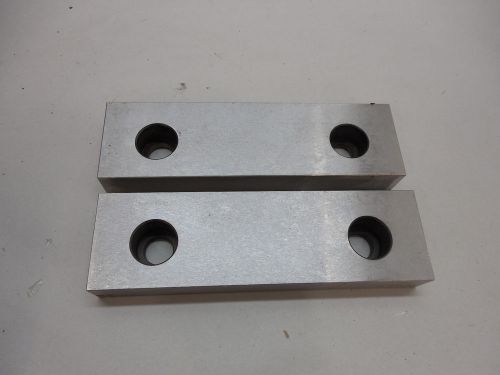 MACHINE VISE REPLACEMENT STEEL JAWS SET OF 2 1-3/4&#034; x 6&#034; x 1/2&#034; HOLES 3-7/8&#034; O.C