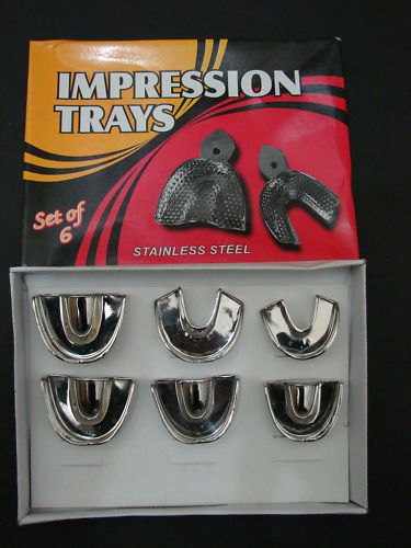 Impression Tray Stainless Steel ,Solid,Set of 6 (New)