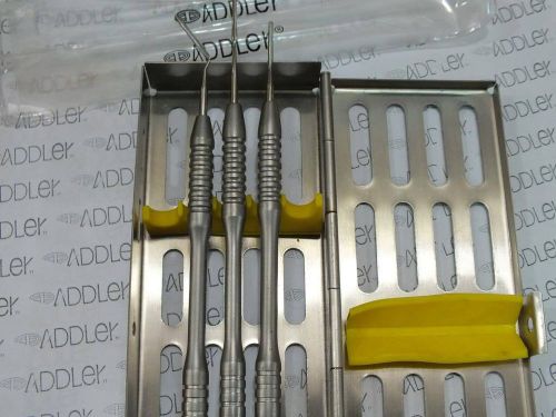 Dental Periotome Set of 3 with sterlisation Cassette lockable ADDLER German Stai