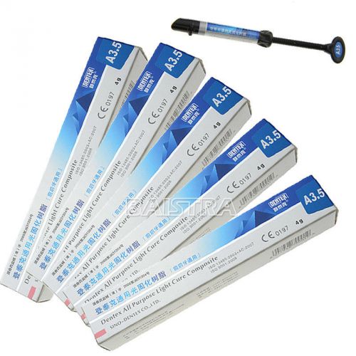 5 pc new dental syringe universal composite light curing resin refill a3.5 shade for sale