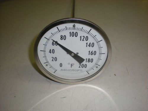 Ashcroft 5&#034; Thermometer - 0-200 F - 18&#034; Stem - 1/2NPT - NIB
