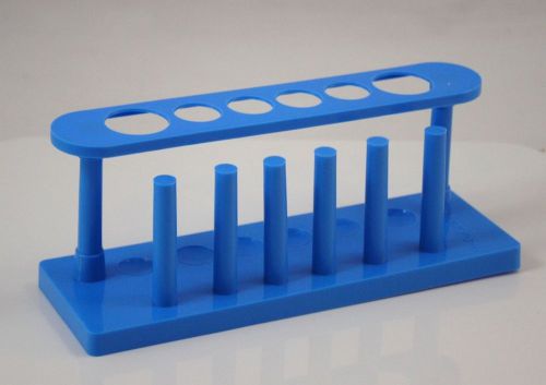 6 place plastic blue test tube rack - 2 large 4 small for sale