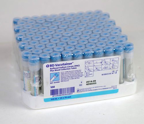 100 BD VACUTAINER 1.8mL Buffered Sodium Citrate Blood Collection Tubes 363080