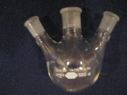 Kimax Round Bottom Three-neck 14/20,19/22, 14/20 joints Flask, 100mL