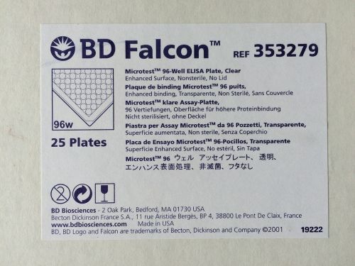 NEW Box of 25 BD Falcon 353279 Microtest 96-Well ELISA Plates Clear