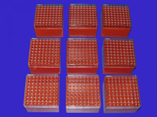 Lot 9 Corning 431120 Cryogenic Polycarbonate Storage Box 81 Vial 4-5ml Orange