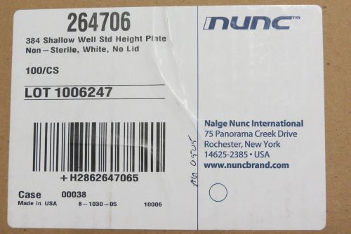 Nunc 384 well shallow microplates white ps flat bottom 25ul # 264706 case/100 for sale