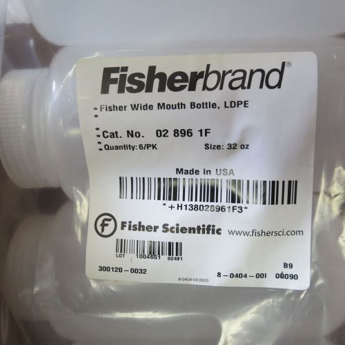 Fisherbrand LDPE Wide Mouth Bottles 1000mL 32 oz Qty 6 #02 896 1F