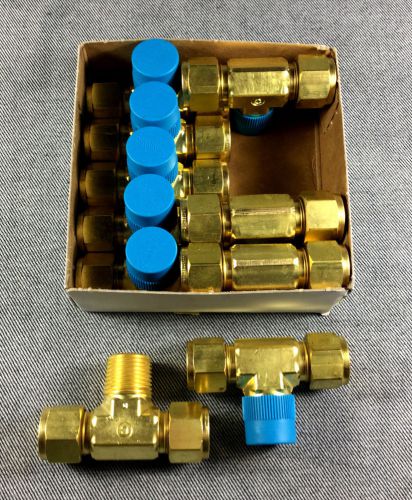 10 pieces swagelok b-810-3-8ttm brass 1/2&#034; male branch tee - nib! for sale