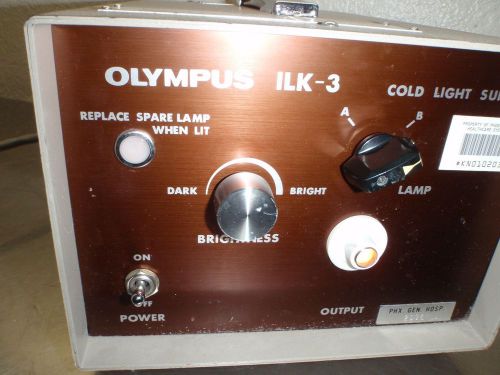 Olympus ILK-3 Cold Light Supply Light Source A &amp; B, 150 watt halogen