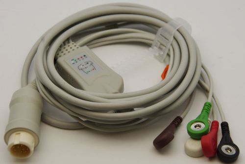 Ecg ekg 12 pin 5 leads sanp head cable   for philips hp viridia  merlin new usa for sale