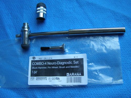 COMBO-4 Neuro Diagnostic Set (Buck Hammer, Pin Wheel, Brush &amp; Needle) 7-3/4&#034;