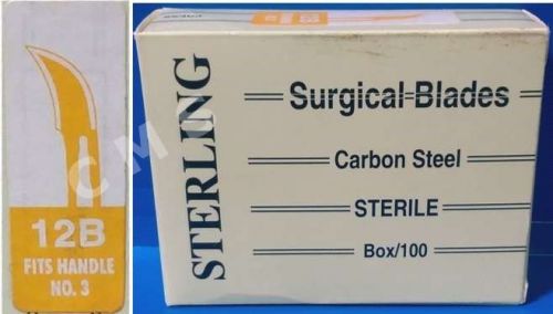 Sterling #12b sterile surgical dental blades scalpels carbon steel 100/bx new for sale