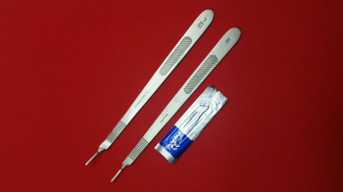 PREMIUM GRADE SCALPEL HANDLE #3 LONG STRAIGHT AND ANGLED + 10 EACH #10 BLADE