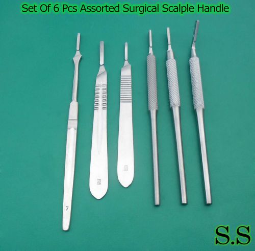 SET OF 6  ASSORTED DIFFERENT SURGICAL SCALPEL BLADE HANDLES INSTRUMENTS