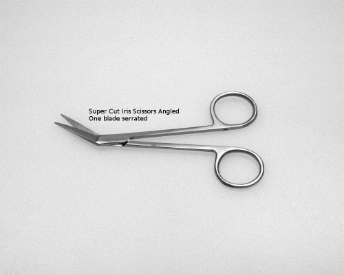 Super Cut Iris Scissors 4.5&#034; Angled Serrated Blade, Dermal Surgical Instruments