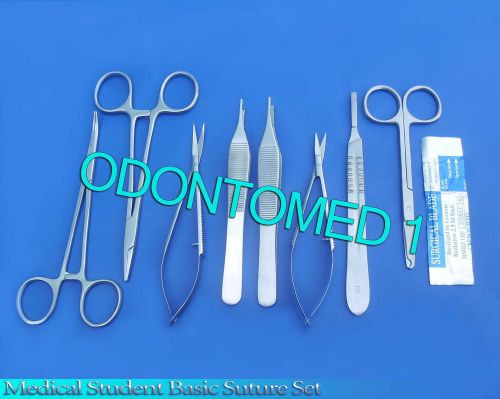 13 pcs medical student basic comprehemsive suture forceps kit+scalpel blades #24 for sale