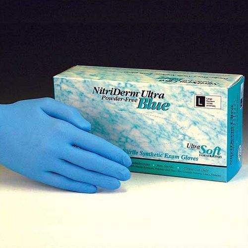 Nitriderm xx-large ultra blue nitrile synthetic poweder-free exam glove - 100/bx for sale