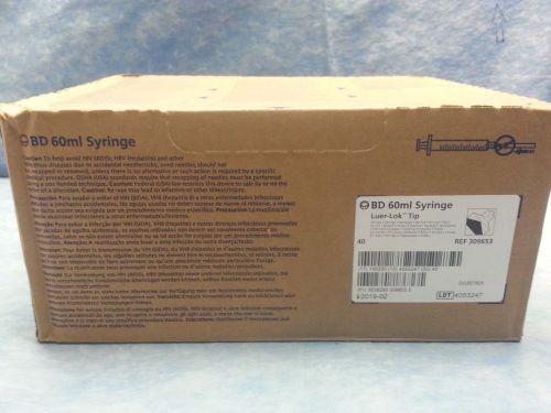 BD 60 ml Syringe Luer-Lok Tip Sealed Box of 40 In Date New Ref:309653