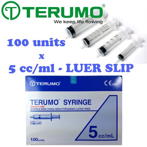 100 x 5ml cc Terumo Syringe Luer Slip Hypodermic Needle Sterile Latex Free JAPAN