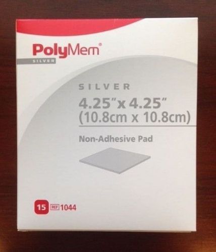 Polymem silver 4.25&#034;x4.25&#034; 15 dressings per box non-adhesive pad #1044 ag ferris for sale