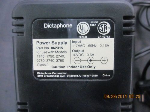 Dictaphone Power supply 862315, for use w/ 1740, 1750, 2740, 2750, 3740, 3750