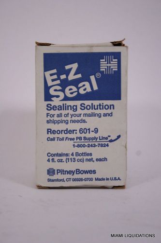LOT OF 4 Pitney Bowes E-Z Seal 601-9 Sealing Solution Flip Top Bottle 4oz Clear