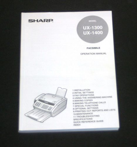 SHARP UX-1300, UX-1400 FACSIMILE OPERATION MANUAL