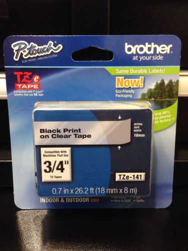 P-Touch 3/4&#034; TZe-141 Black Print On Clear Tape Brother