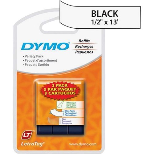 Dymo 12331 LetraTag Label Maker Tape Value Pack 3-Roll Starter Kit