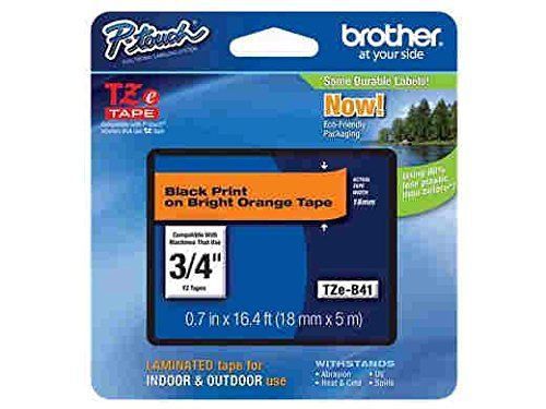 Brother printer tzeb41 laminated black on fluorescent orange 3/4 in tape for sale