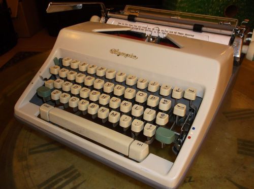 OLYMPIA 1960s WHITE &amp; GRAY MODEL SM-9 Portable Manual Typewriter
