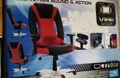 Saunder X VIBE Office GAMING CHAIR Red/Black Hi Def Sound BRAND NEW in Box