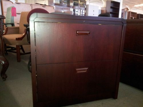 -2 drawer lateral sz file cabinet by dar/ran office furn in mahogany color wood- for sale