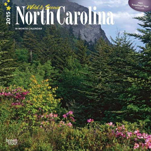 18-month 2015 wild &amp; scenic north carolina wall calendar wall new sealed nature for sale