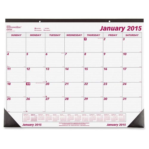 New ! 10 PK  2015 Brownline Monthly Desk/Wall Calendar - 21.75&#034; x 17&#034; REDC1731