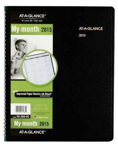 AT-A-GLANCE Monthly Planner 2015, Wirebound, Black, 8.88 x 11 Inch (70-260-05)