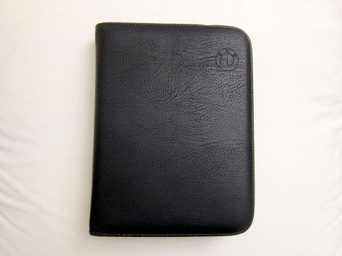 Bmw black leather binder - blank plastic sleeves pockets - sturdy organizer case for sale